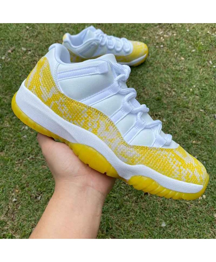  Air Jordan 11 Yellow Snakeskin Basketball Shoes