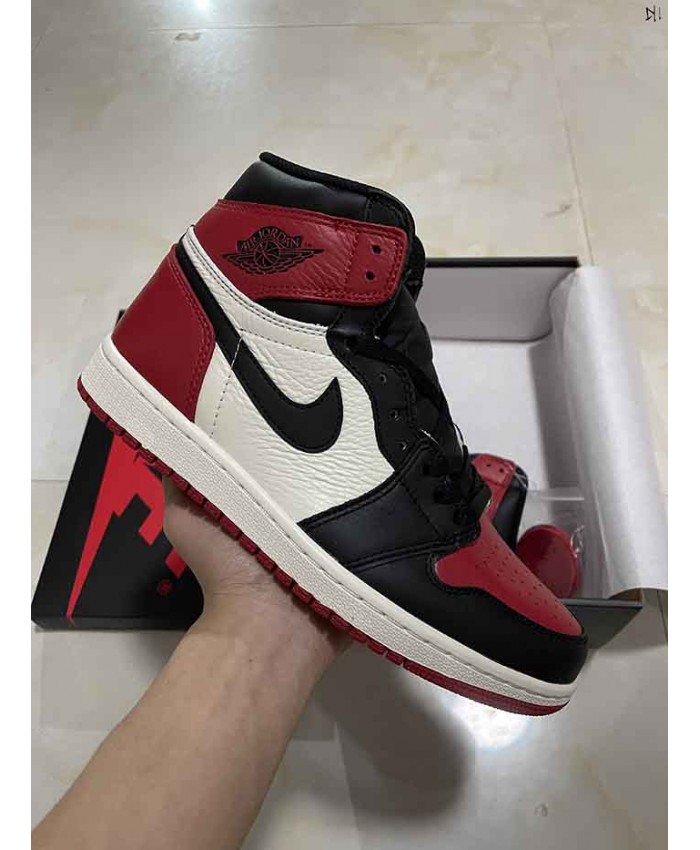  Air Jordan1 High Bred Toe Basketball Shoes