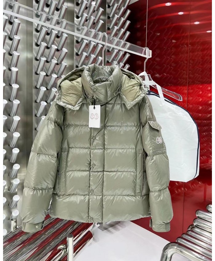 Luxury Hooded Down Jacket Elegant Winter Women Coat LightGray Green