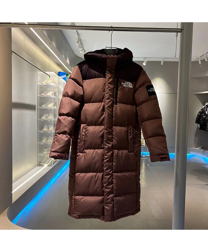 Men Women Winter Warm Down Jacket Brown Long Coats